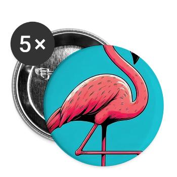 Flamingo - Buttons groß 56 mm (5er Pack) - Weiß - Vorne