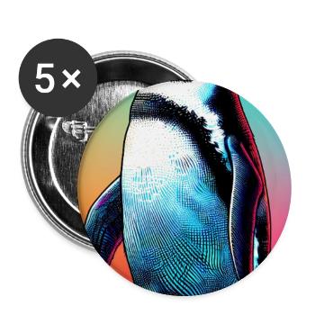pingouin - Lot de 5 grands badges (56 mm) - blanc - Devant