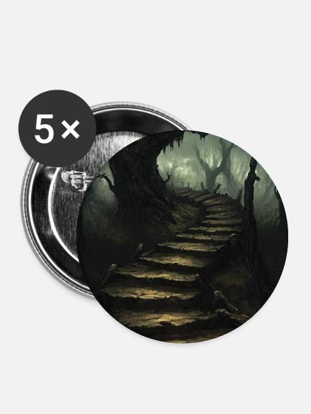 Dark Fantasy Horror Illustration - Buttons groß 56 mm (5er Pack) - Weiß