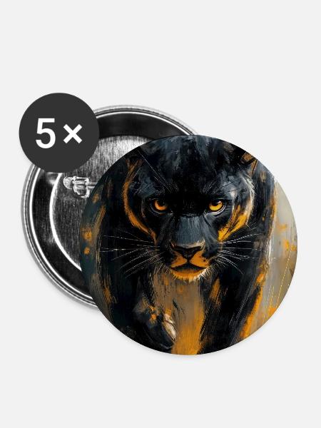 Illustration eines Panthers - Buttons groß 56 mm (5er Pack) - Weiß
