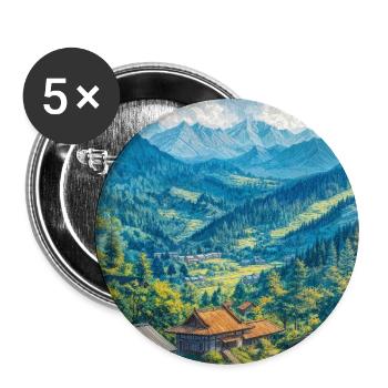 Illustration of a japan landscape - Lot de 5 grands badges (56 mm) - blanc - Devant