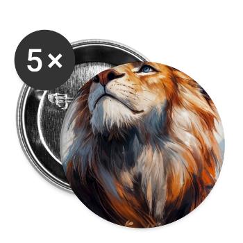 Illustration eines Löwen - Buttons groß 56 mm (5er Pack) - Weiß - Vorne