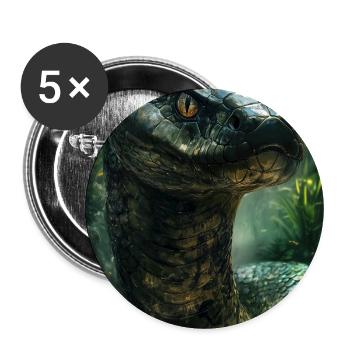 Illustration einer Schlange - Buttons groß 56 mm (5er Pack) - Weiß - Vorne