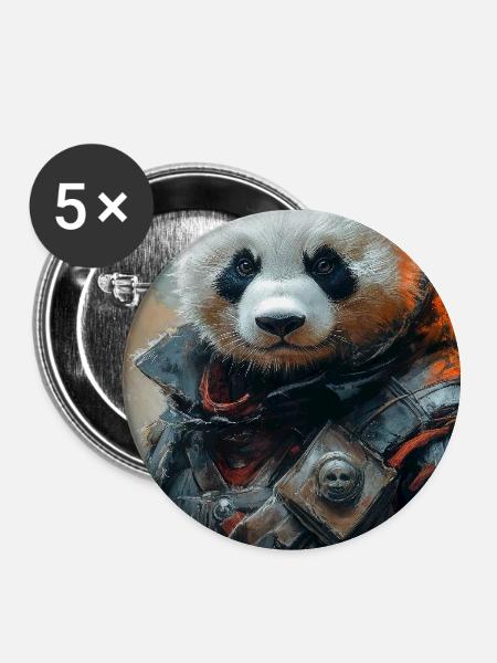 Illustration eines humanoiden Pandas - Buttons groß 56 mm (5er Pack) - Weiß