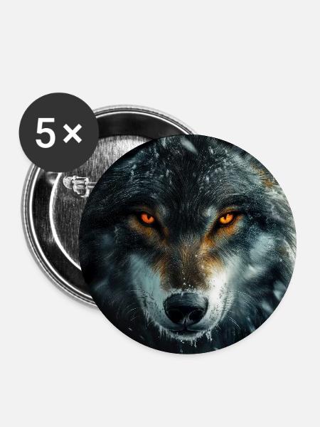 Illustration eines Wolfes - Buttons groß 56 mm (5er Pack) - Weiß