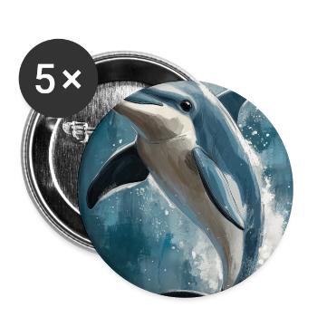 Illustration eines Delfins - Buttons groß 56 mm (5er Pack) - Weiß - Vorne