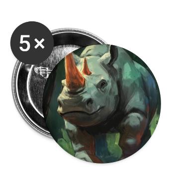 Illustration of a rhinoceros - Buttons large 2.2''/56 mm (5-pack) - white - Front