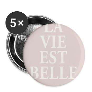La Vie Est Belle – Elegant Typography Poster - Buttons large 2.2''/56 mm (5-pack) - white - Front