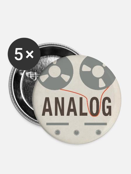 ANALOG – Vorspulen. Zurückspulen. Genießen. - Buttons groß 56 mm (5er Pack) - Weiß