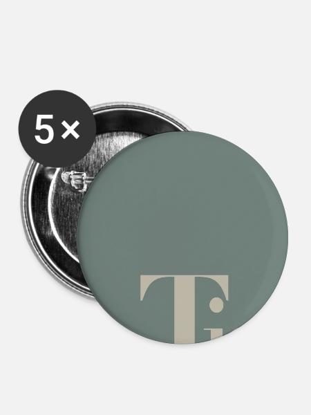 Minimal Poster mit Wortkunst „Tja“ - Buttons groß 56 mm (5er Pack) - Weiß
