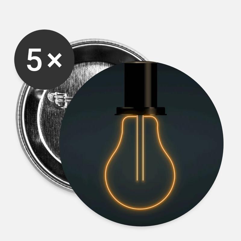 Light it up – Modern Neon Poster in Warm Orange - Buttons large 2.2''/56 mm (5-pack) - white