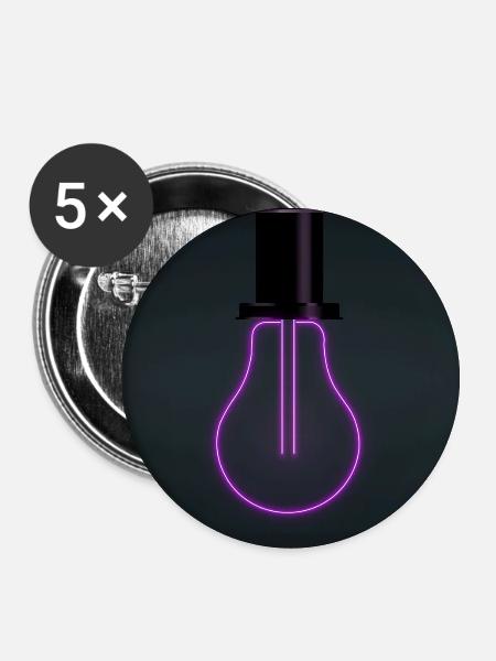 Inner Glow Neon Glühbirne Poster - Buttons groß 56 mm (5er Pack) - Weiß