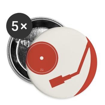 Spin Me – Retro Vinyl Plattenspieler Poster - Buttons groß 56 mm (5er Pack) - Weiß - Vorne