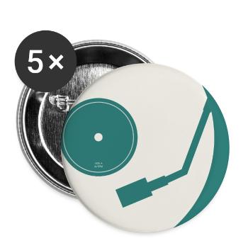 Vinyl Life Plattenspieler Retro Musik Design - Buttons groß 56 mm (5er Pack) - Weiß - Vorne