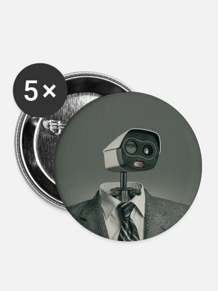 Silent Surveillance Minimal Poster Art - Buttons groß 56 mm (5er Pack) - Weiß