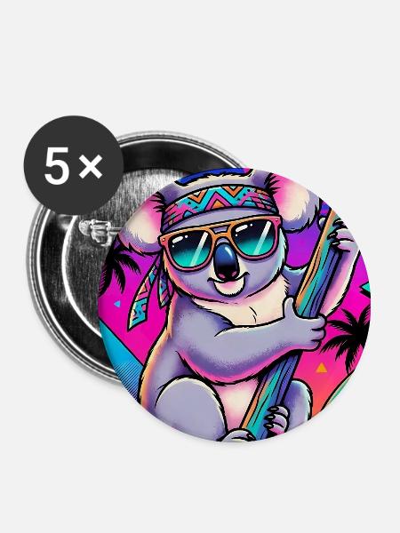 Koala - Buttons groß 56 mm (5er Pack) - Weiß