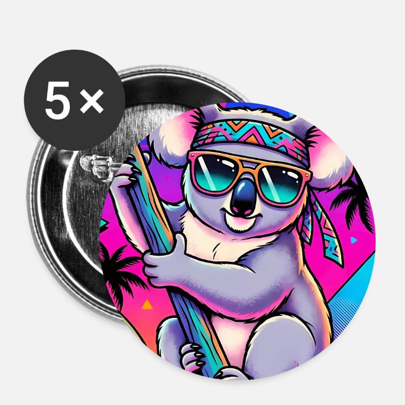 Koala - Buttons groß 56 mm (5er Pack) - Weiß