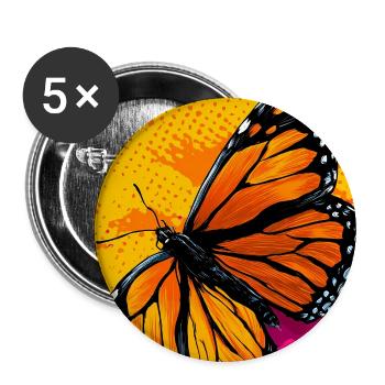 Schmetterling - Buttons groß 56 mm (5er Pack) - Weiß - Vorne