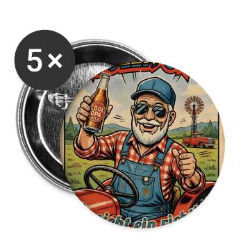 Cooler Opa auf dem Traktor - Buttons groß 56 mm (5er Pack) - Weiß - Vorne