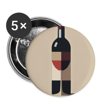 Wein Design minimalistisch läuft Spruch - Buttons groß 56 mm (5er Pack) - Weiß - Vorne