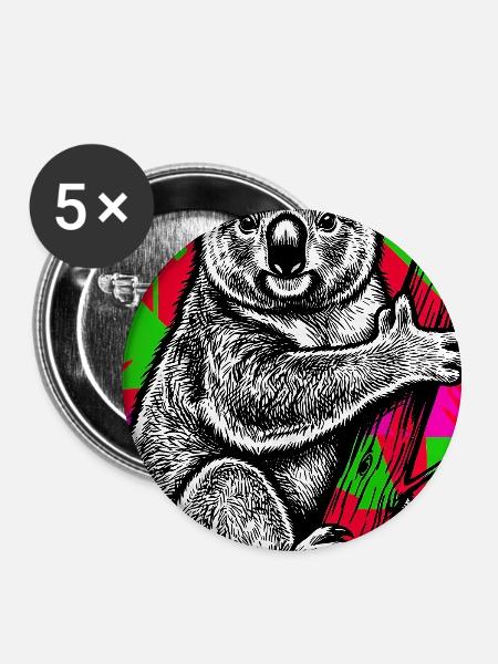 Koala - Buttons groß 56 mm (5er Pack) - Weiß