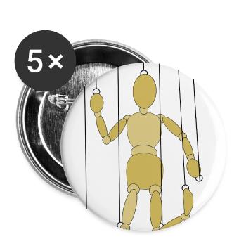 Marionnette en équilibre - Lot de 5 grands badges (56 mm) - blanc - Devant