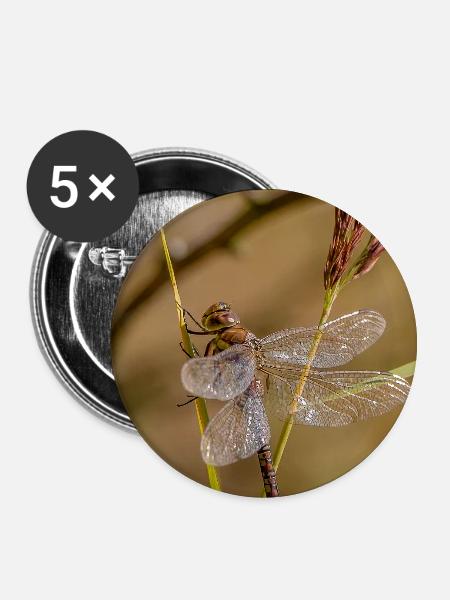 Nahaufnahme einer Libelle - Buttons groß 56 mm (5er Pack) - Weiß