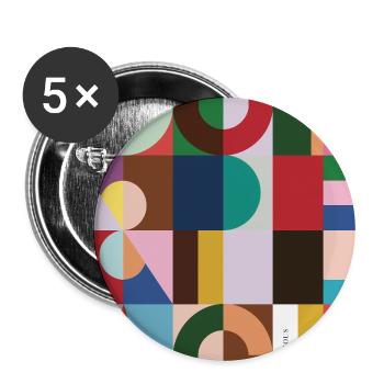 Joy & Peace – Abstraktes Farbdesign - Buttons groß 56 mm (5er Pack) - Weiß - Vorne