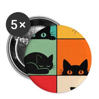 Katze, Süßes Kätzchen, Lustige Katze - Buttons groß 56 mm (5er Pack) - Weiß - Vorne