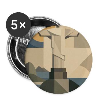 Cristo Redentor – Brasilien Retro Poster - Buttons groß 56 mm (5er Pack) - Weiß - Vorne