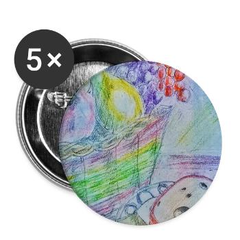 Obstkorb - Buttons groß 56 mm (5er Pack) - Weiß - Vorne