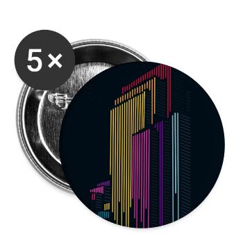 Urban Skyline – Bunte Linienkunst im modernen Stil - Buttons groß 56 mm (5er Pack) - Weiß - Vorne