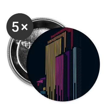 Urban Frequency – Moderne Skyline mit Schriftzug - Buttons groß 56 mm (5er Pack) - Weiß - Vorne
