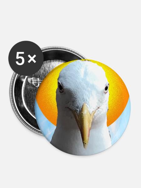 Sonne Halo Möwe Porträt - Buttons groß 56 mm (5er Pack) - Weiß
