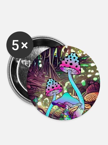 Magic Mushroom Landscape artwork - Buttons groß 56 mm (5er Pack) - Weiß