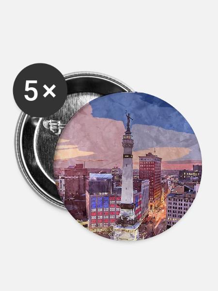Indianapolis Skyline am Monument Circle - Buttons groß 56 mm (5er Pack) - Weiß