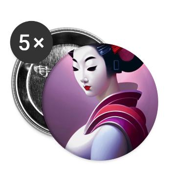 Geisha 9 - Lot de 5 grands badges (56 mm) - blanc - Devant