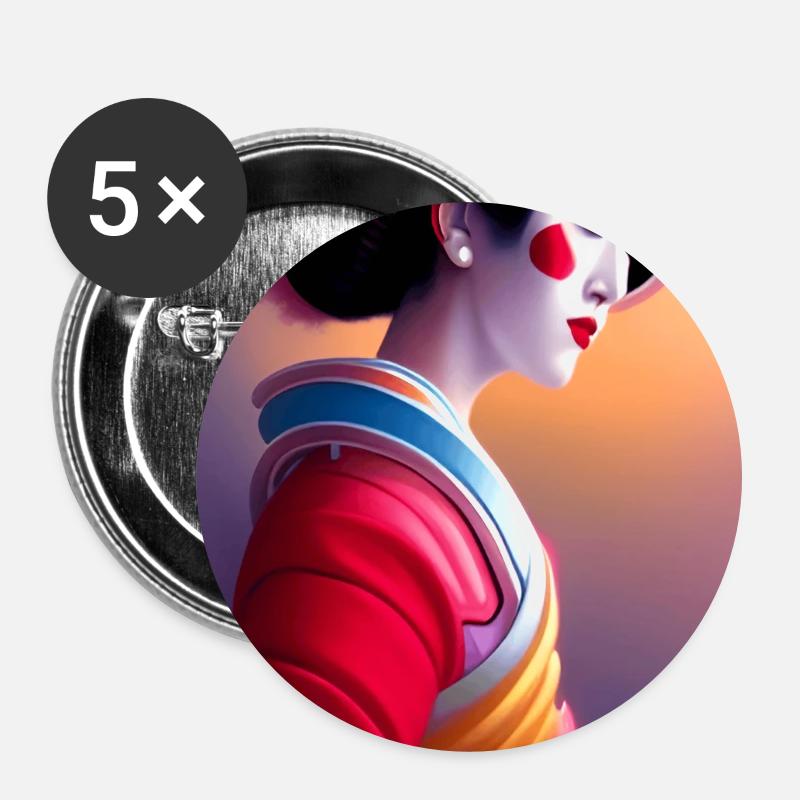 Geisha 8 - Buttons large 2.2''/56 mm (5-pack) - white