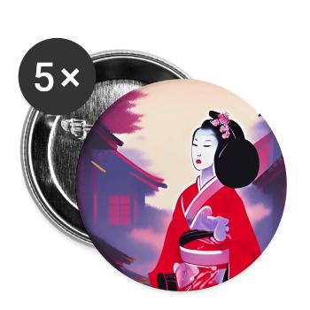 Geisha 5 - Lot de 5 grands badges (56 mm) - blanc - Devant