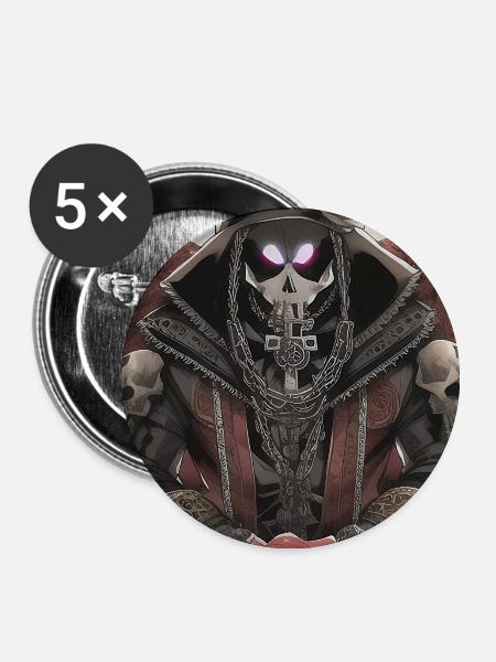 Totenkopf Mann - Buttons groß 56 mm (5er Pack) - Weiß