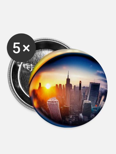 Stadt Kugel - Buttons groß 56 mm (5er Pack) - Weiß