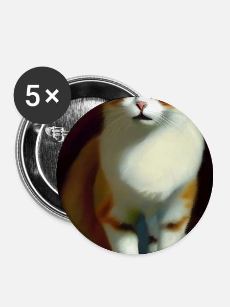 Katzen Bild - Buttons groß 56 mm (5er Pack) - Weiß