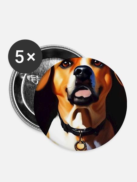 Hunde Bild - Buttons groß 56 mm (5er Pack) - Weiß
