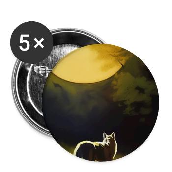 Wolf und Mond - Buttons groß 56 mm (5er Pack) - Weiß - Vorne