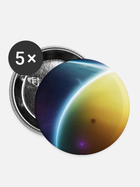 Weltall, Planeten - Buttons groß 56 mm (5er Pack) - Weiß