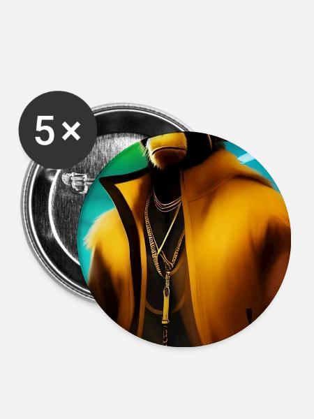 Cooler Affe - Buttons groß 56 mm (5er Pack) - Weiß