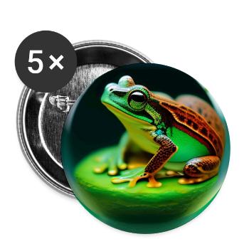Frosch in einer Kugel - Buttons groß 56 mm (5er Pack) - Weiß - Vorne