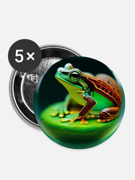 Frosch in einer Kugel - Buttons groß 56 mm (5er Pack) - Weiß