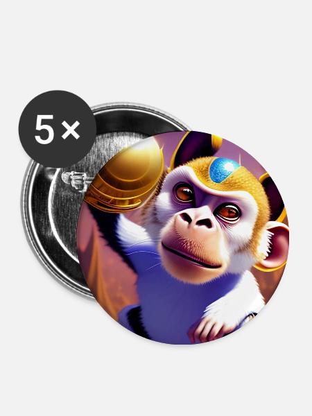 Cooler Affe - Buttons groß 56 mm (5er Pack) - Weiß