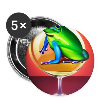 Frosch auf Glas - Buttons groß 56 mm (5er Pack) - Weiß - Vorne